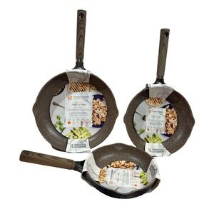 Master Class Cookware Heavy-Duty Cast Aluminum‎ Non-Stick Skillets 3Pc. New